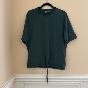 Mango Men's Dark Green Drawstring Hem Short Sleeve Shirt Size Small
